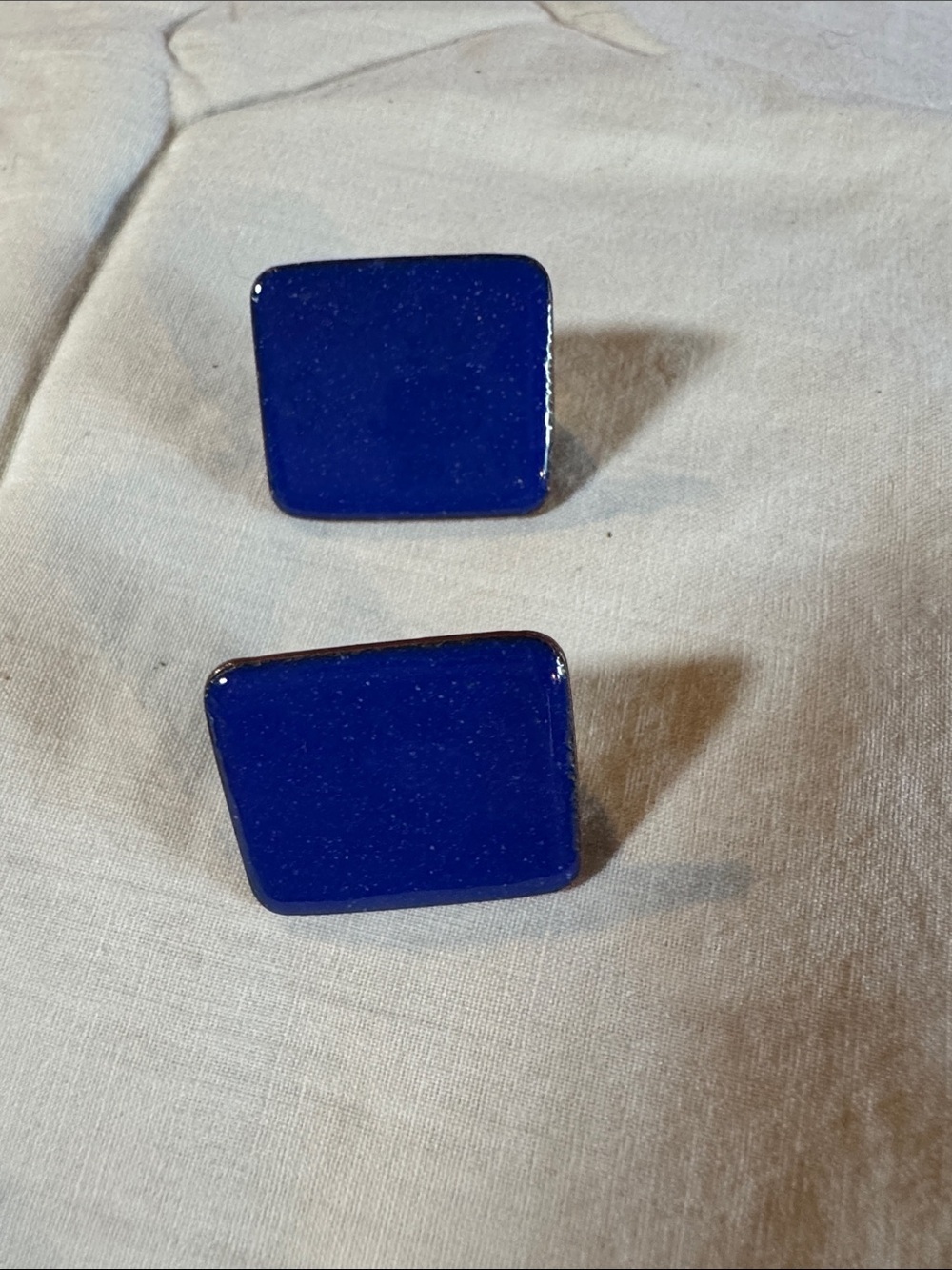 Vintage Royal Deep Blue Square Vintage Clip-On Earrings